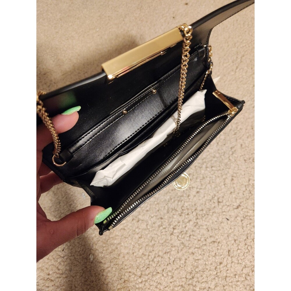 NWT Ted Baker Leather Clutch/Chain Crossbody Bag Black - Picture 6 of 8